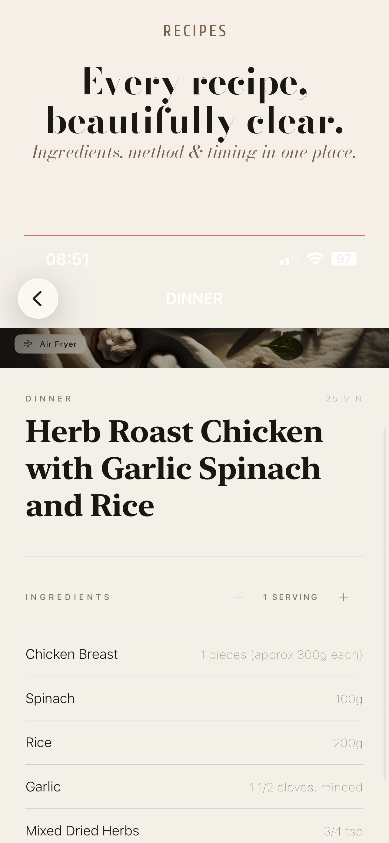 Recipe view