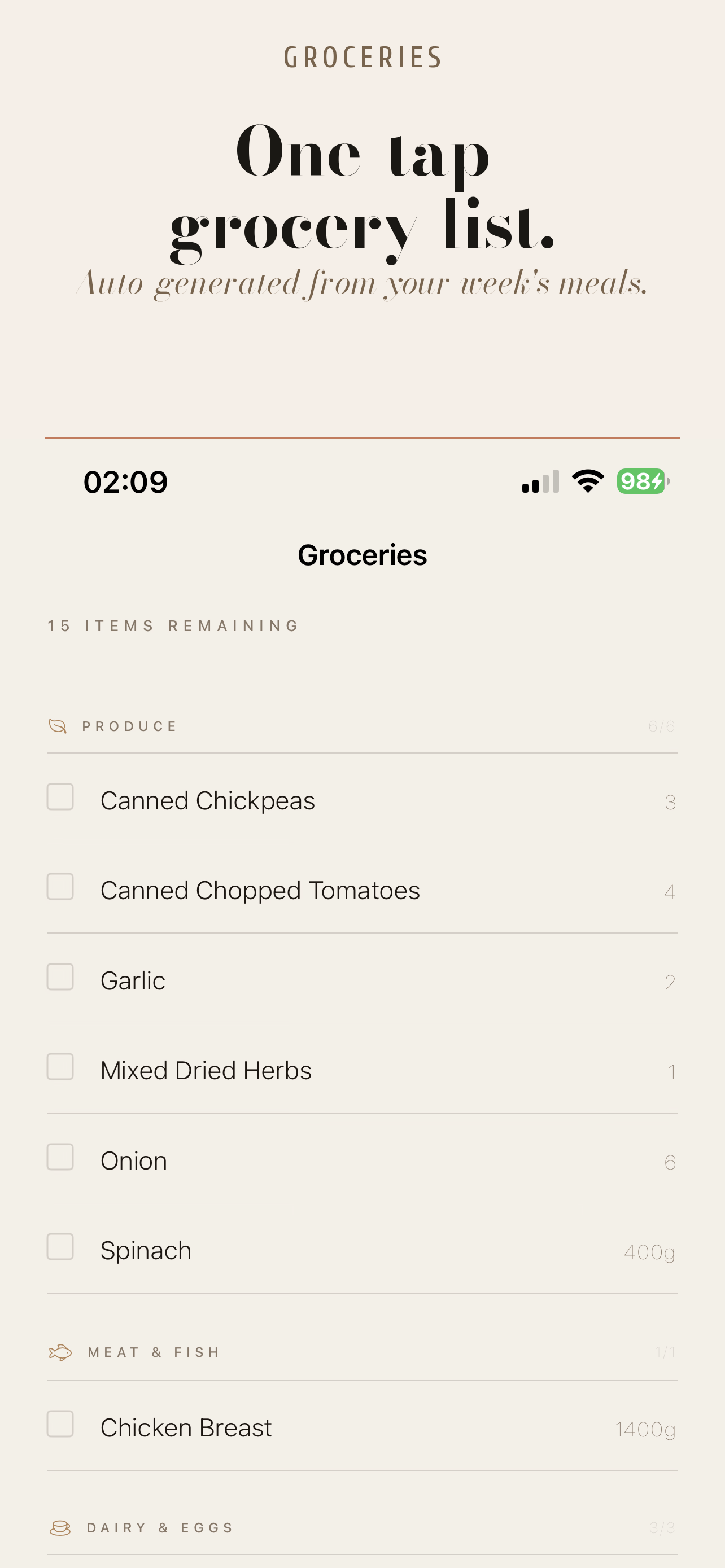 Grocery list