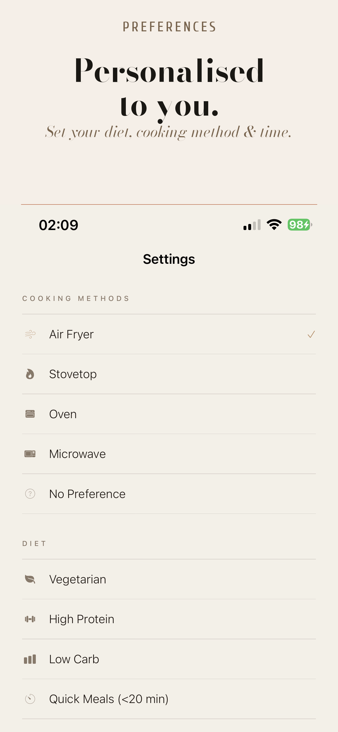 Settings